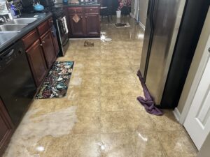 burst pipe in kitchen